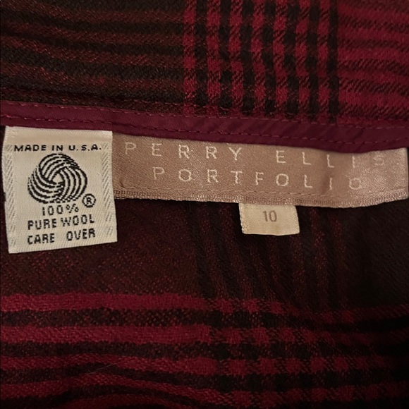 Vintage Perry Ellis Portfolio Plaid Wool Skirt - Picture 7 of 7